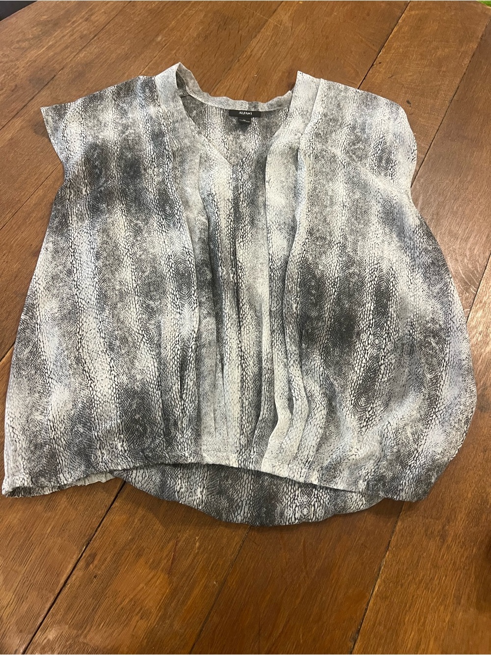 Alfani Grey & White Snake-Print Blouse